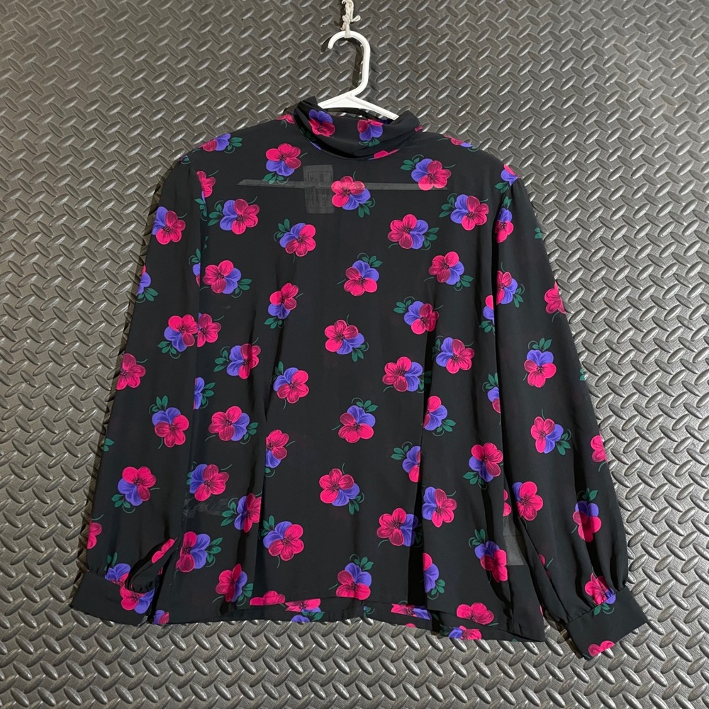 Pendleton Miss Sophisticates Black Purple Pink Button Up Blouse Women's 12‎
